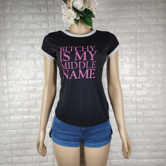 black polka dot xs tee ( 5 for $20 ) - Picture 2 of 5